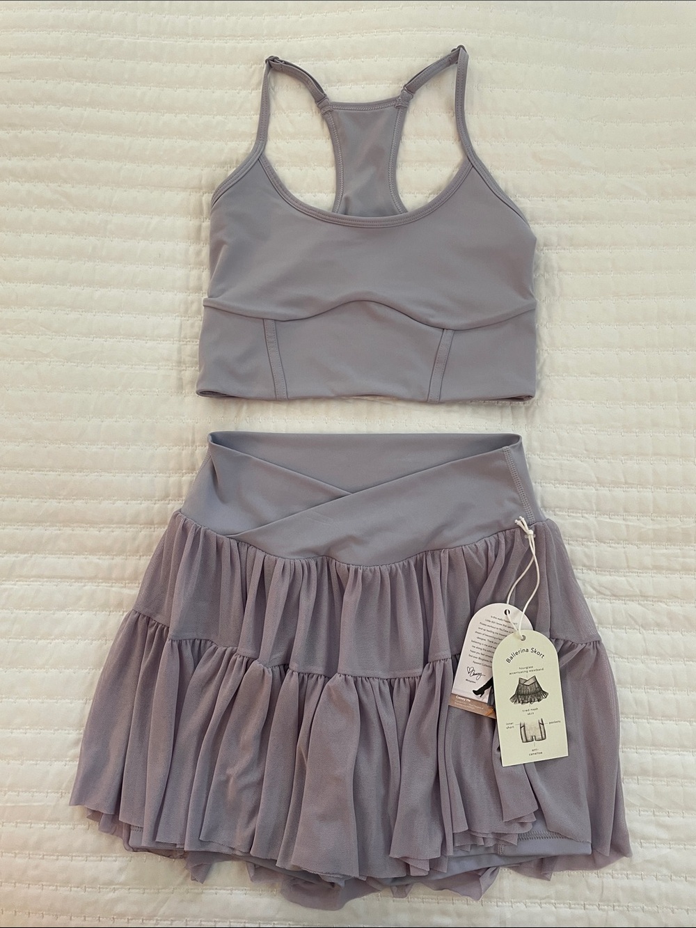Blogilates Women’s Lavender Two-Piece Athletic Ballerina Skirt Set Size S